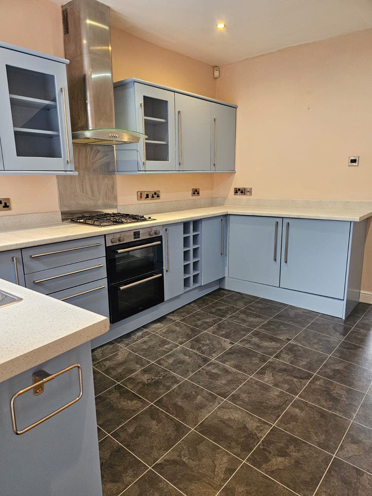 Grey Kitchen Respray — Cooker Run — PHE Decorating Sheffield project photo