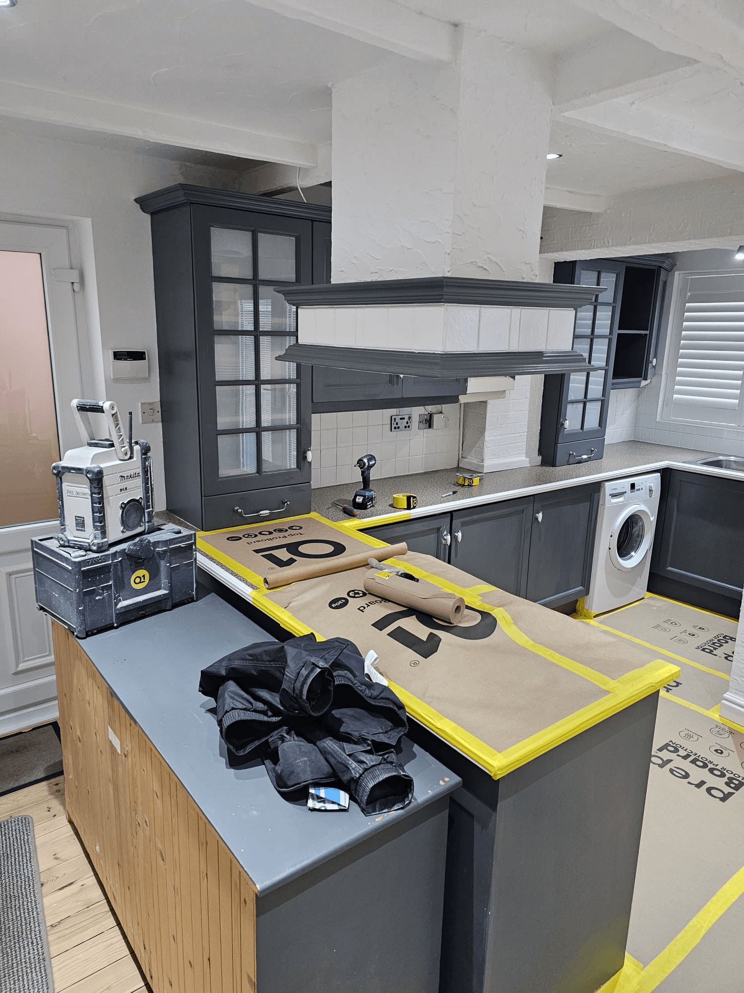 Kitchen respray Sheffield — charcoal grey cabinet colour change