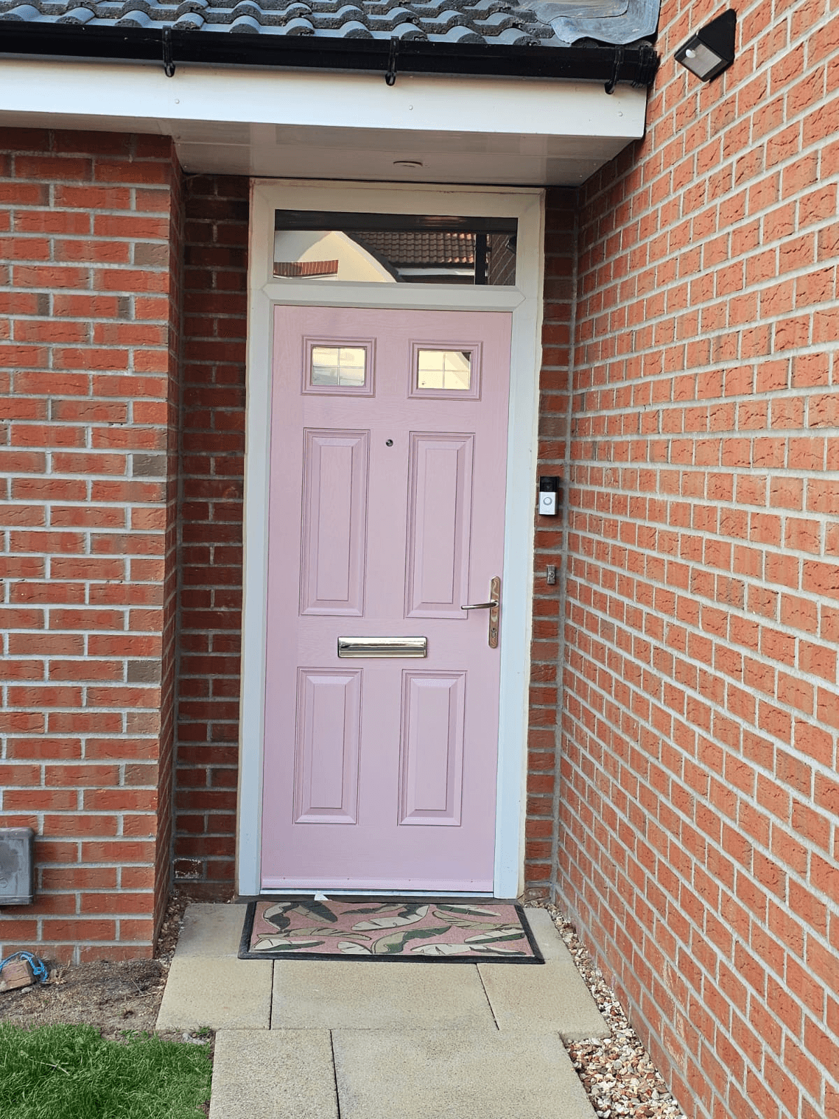 UPVC front door spraying Sheffield — pink colour change finished result