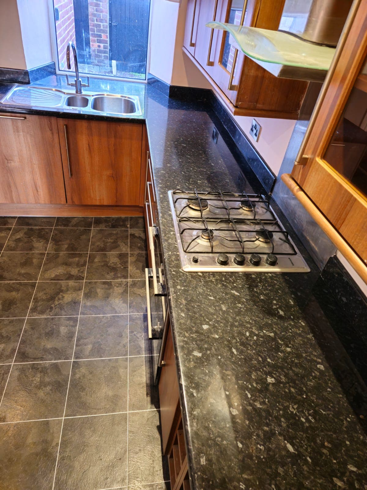 Dark Worktop — Cooker Run Before — PHE Decorating Sheffield project photo