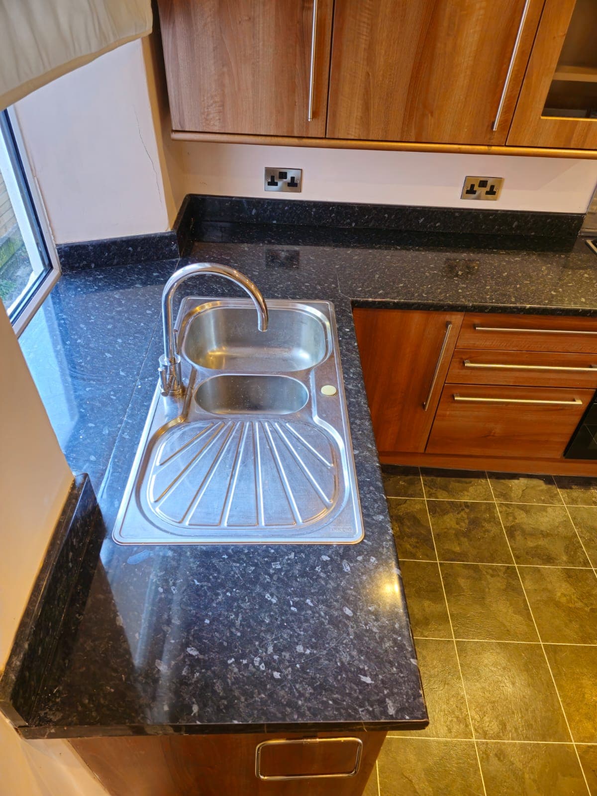 Dark Worktop and Sink — Before — PHE Decorating Sheffield project photo